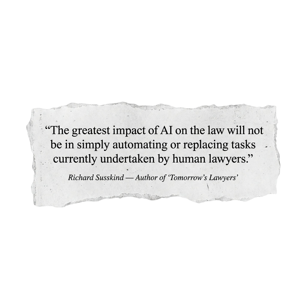 Richard Susskind - The greatest impact of AI on the law will not be in simply automating or replacing tasks currently undertaken by human lawyers